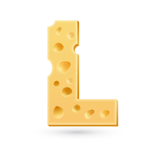 L cheese letter. Symbol isolated on white. - Vektor, obrázek