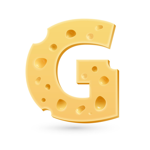 G cheese letter. Symbol isolated on white. - Vector, afbeelding
