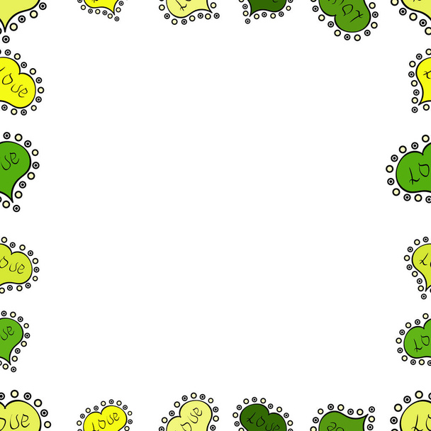 Nahtloses Muster. Comic-Doodle-Rahmen besteht aus gelbem, weißem und grünem Rand. Vektor. - Vektor, Bild