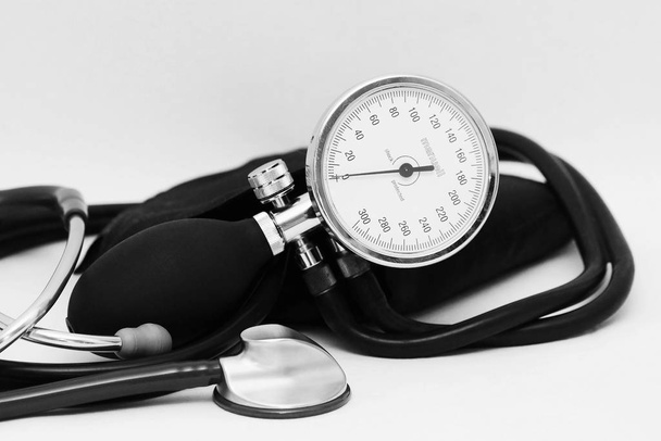 blood pressure monitor and stethoscope - Photo, Image