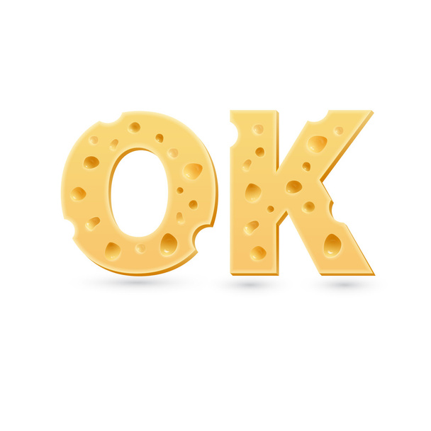 Ok word of cheese. - Vector, Image