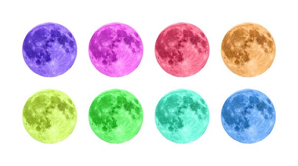 full moon in eight colors against a white background. - Foto, Bild