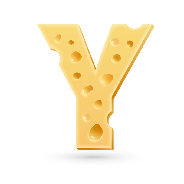 Y cheese letter. Symbol isolated on white. - Vektori, kuva