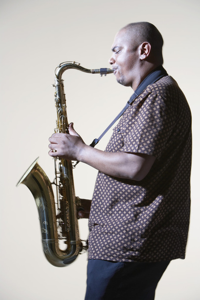 Man Playing Saxophone - 写真・画像