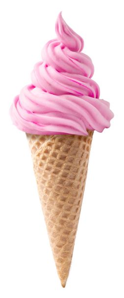 pink soft serve ice cream isolated on white background - Zdjęcie, obraz