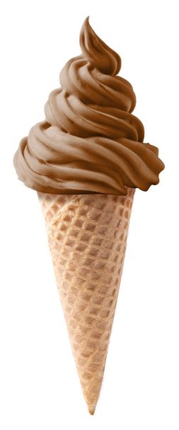 chocolate soft serve ice cream isolated on white background - Zdjęcie, obraz