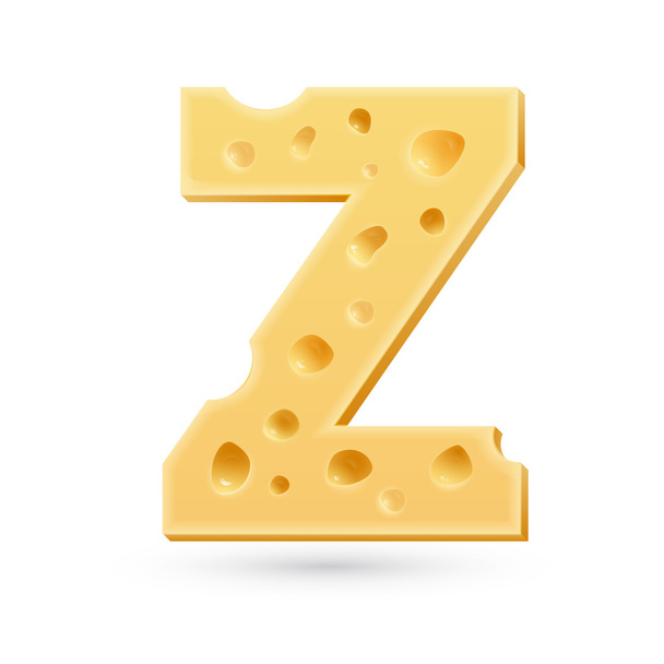 Z cheese letter. Symbol isolated on white. - Vektori, kuva