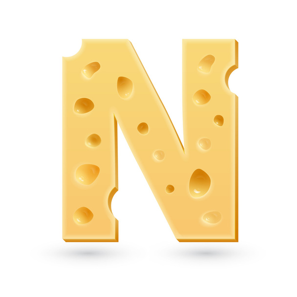 N cheese letter. Symbol isolated on white. - Vektori, kuva