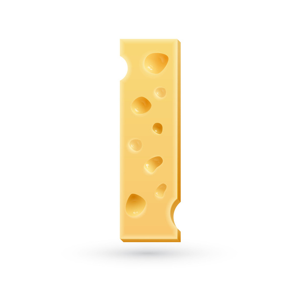I cheese letter. Symbol isolated on white. - Vector, afbeelding