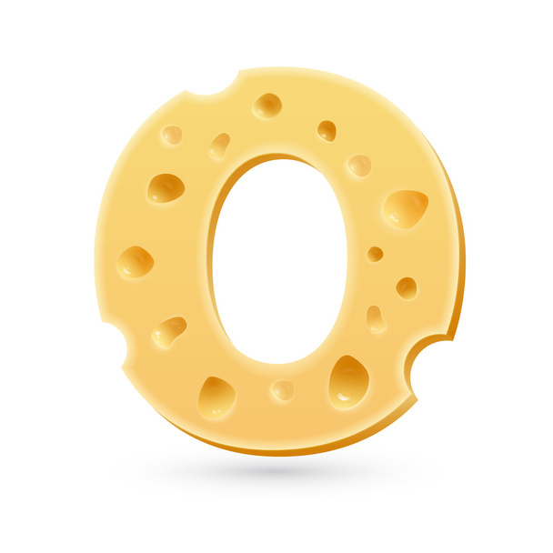 O cheese letter. Symbol isolated on white. - Vektör, Görsel