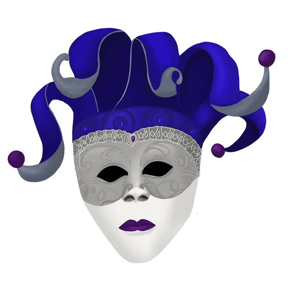 Máscara de carnaval veneciana con ilustración de plumas de colores
 - Foto, Imagen