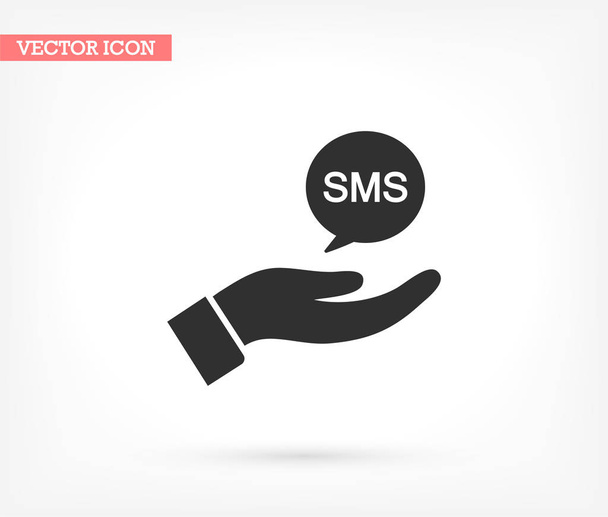 SMS en el icono de la mano, lorem ipsum Diseño plano
 - Vector, Imagen