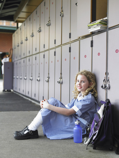 School Girl Near Lockers - Fotografie, Obrázek