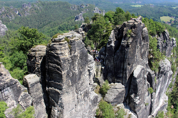 view over the elbsandsteingebirge (rocks and forest),saxon switzerland - Photo, Image