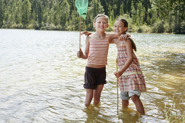 Girls Playing in Lake - Photo, Image