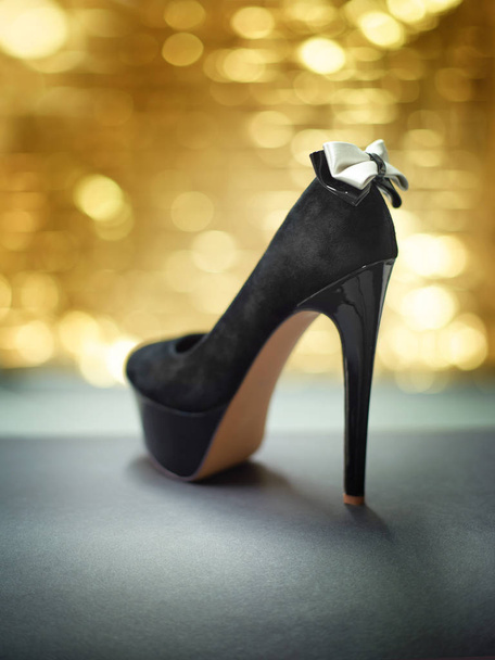 Focus on the luxurious black high heels - Foto, afbeelding