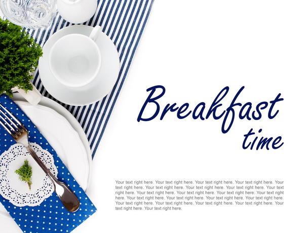 Table pour le petit déjeuner dans des tons bleu marine
 - Photo, image