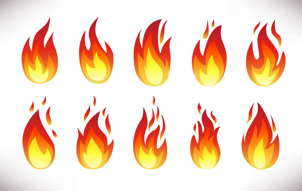 Ensemble d'icônes de flamme de feu isolé sur fond blanc
. - Vecteur, image