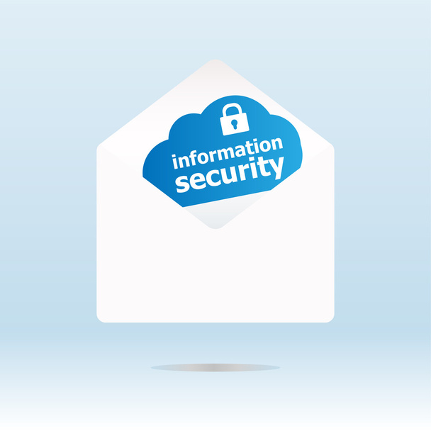informatiebeveiliging op blauwe wolk, papier mail envelop - Foto, afbeelding