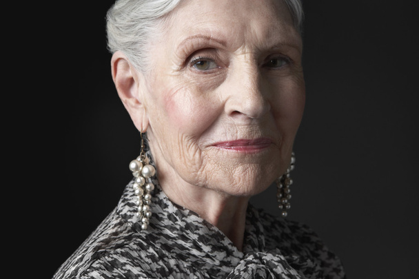 Senior Woman with Pearl Earrings - Photo, image