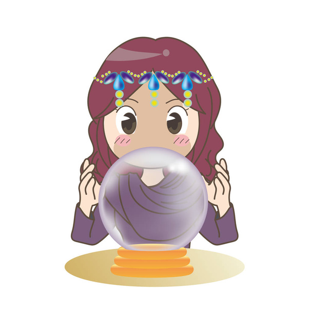 Crystal ball and Fortune teller - gypsy style - Vector, Image