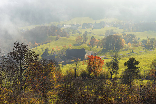nebelstimmung with sunlight in the jura mountains - Fotó, kép