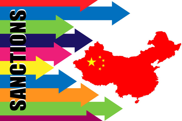 Gazdasági és politikai szankciók kivetése Kínával szemben - Vektor, kép