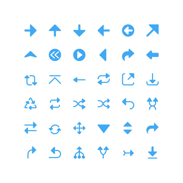 Flat vector arrows icon set. 24x24 px. Pixel Perfect. - Vector, Image