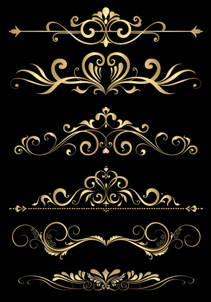 Ornamenti decorativi in oro su sfondo nero
. - Foto, immagini