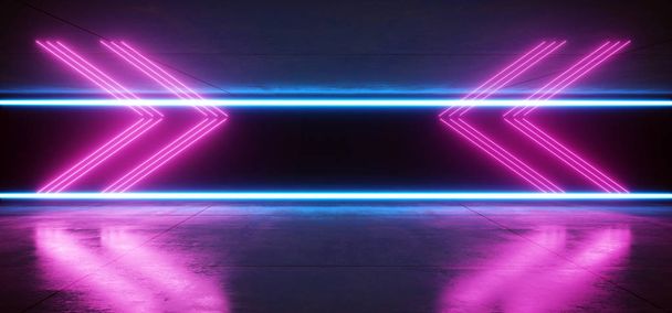 Ponteiros de seta Neon Glowing Sci Fi Futurista Vibrante Cyber Purp
 - Foto, Imagem