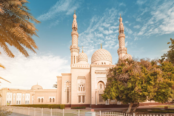 Jumeirah mosque architecture in Dubai, UAE. It is also an educational center for cultural understanding. Muslim religion concept - Photo, Image