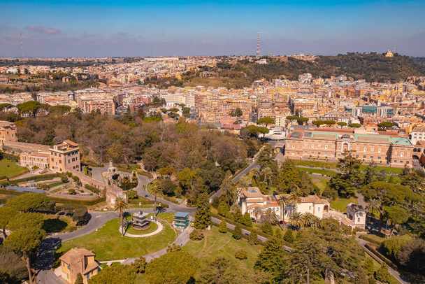 Panoramic view of old aerial city Rome from Saint Peters Square in Vatican - Photo, Image