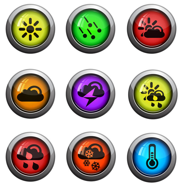 Weather round glossy icons for web site and user interfaces - Valokuva, kuva
