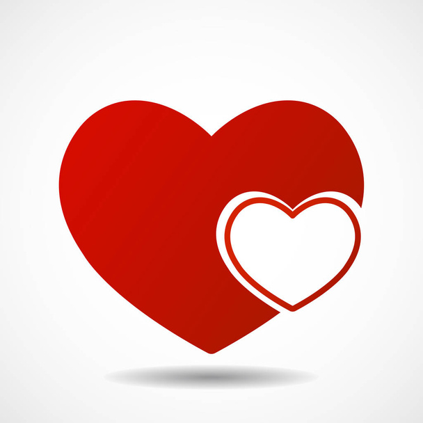 Big red Valentine heart isolated on white background. Vector symbol - Vetor, Imagem