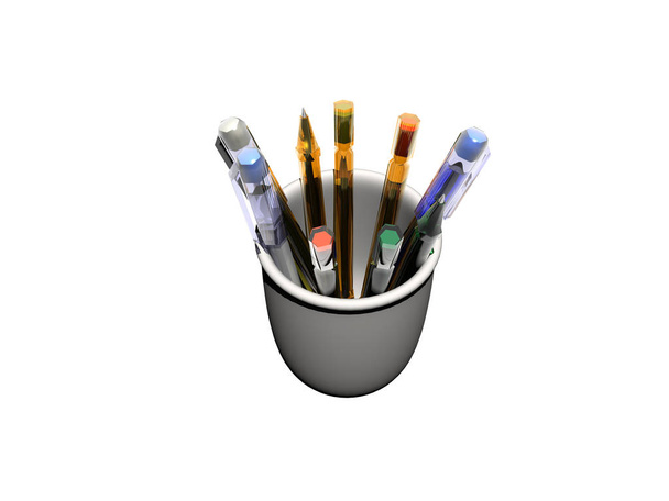color pencils in a glass isolated on white - Fotó, kép