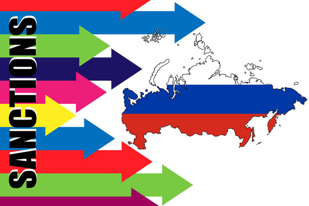Gazdasági és politikai szankciók kiszabása Oroszországgal szemben - Vektor, kép