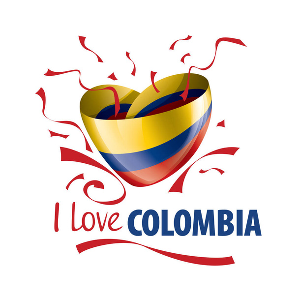 Bandiera nazionale della Colombia a forma di cuore e l'iscrizione che amo Colombia. Illustrazione vettoriale
 - Vettoriali, immagini
