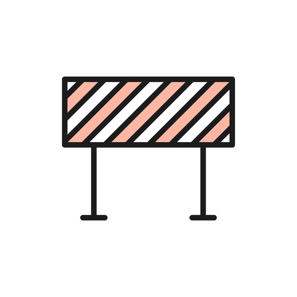 Road barrier, roadblock, borderline flat color line icon. - Vector, Image