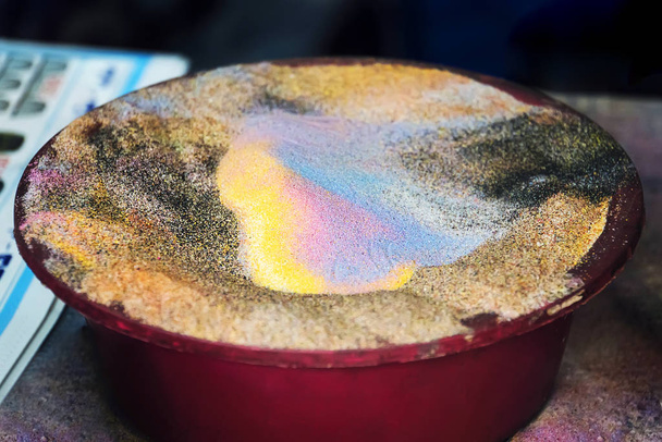 Different types of sand. Colorful sand for Souvenirs in Jordan. - Photo, Image