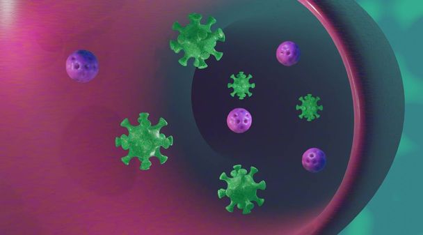 3D ilustrace viru korony nový asijský smrtící kmen infekčního patogenu. - Fotografie, Obrázek