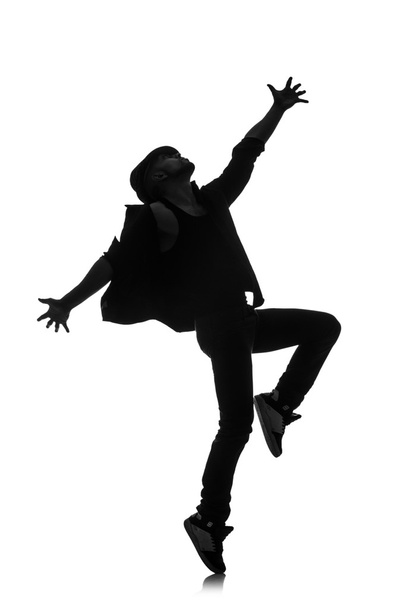 silueta mužský tanečník izolovaných na bílém - Fotografie, Obrázek