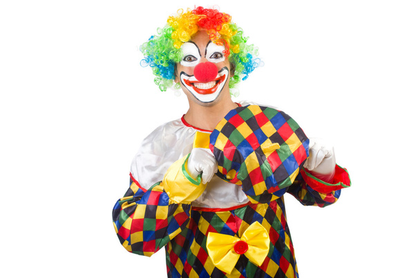 Funny clown isolated on white - Foto, afbeelding