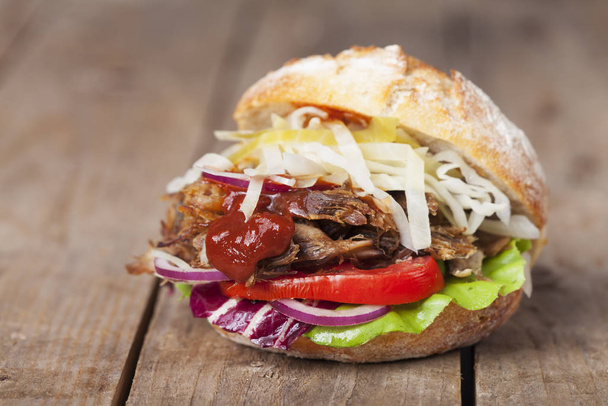 pulled pork in a bun - Photo, image
