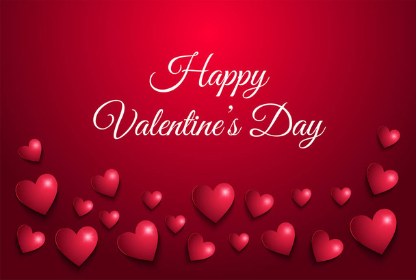 Happy Valentine's day greeting card with beautiful glowing 3d hearts - Fotoğraf, Görsel