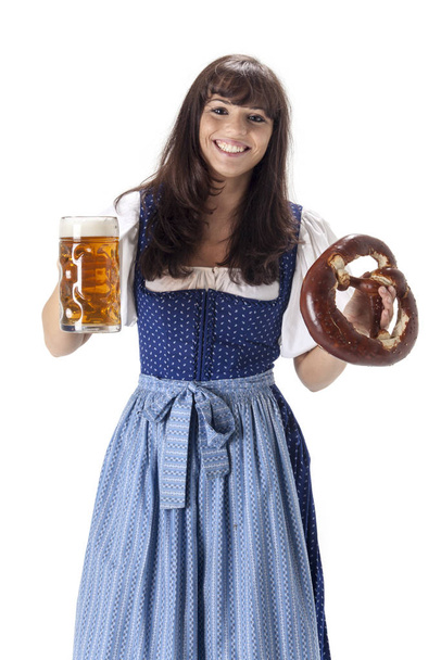 bavarian woman with measure and breze - Zdjęcie, obraz