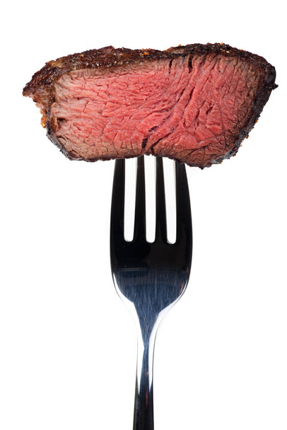 grilled steak on a fork - Fotografie, Obrázek