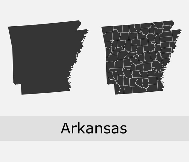Arkansasin vektorikartat piirikunnat, kaupungit, alueet, kunnat, departementit, rajat
 - Vektori, kuva