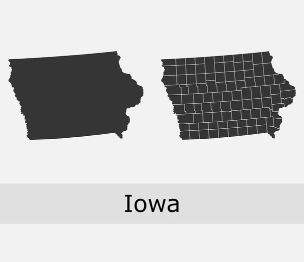 Iowa mapas vetoriais condados, municípios, regiões, municípios, departamentos, fronteiras
 - Vetor, Imagem