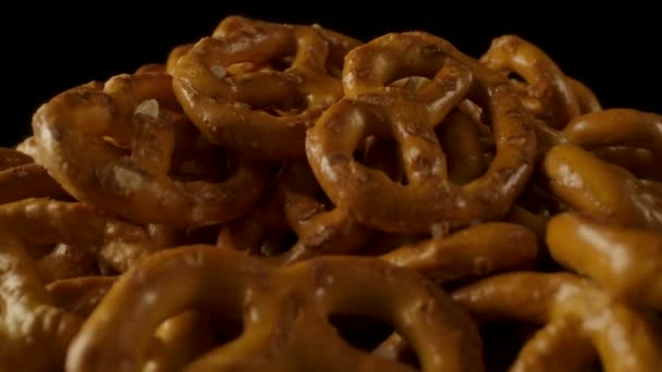 Tasty pretzels arranged in pile. - Footage, Video