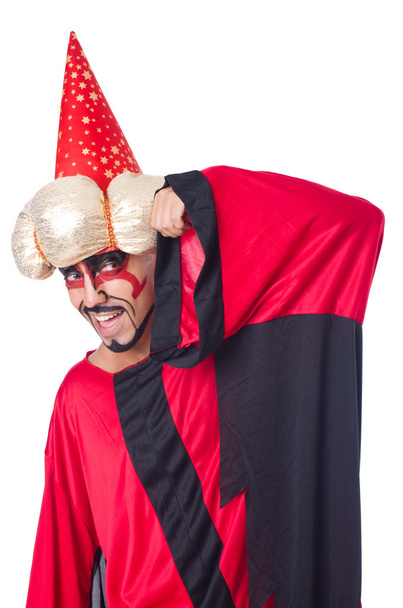 Волшебник в красном костюме, изолированный на белом
 - Фото, изображение